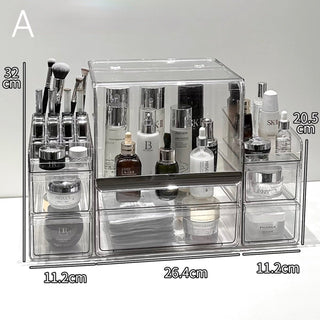 Piece Set Clear Silver Large Capacity Cosmetic Storage Box