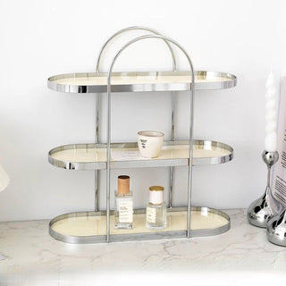 Silver Arch Frame Oval Three-Tier Storage Rack  Perfume Storage