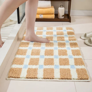 Colorful Grid Absorbent Bath Mat  50 x 80 cm Door Mat Entrance Mat Non-Slip