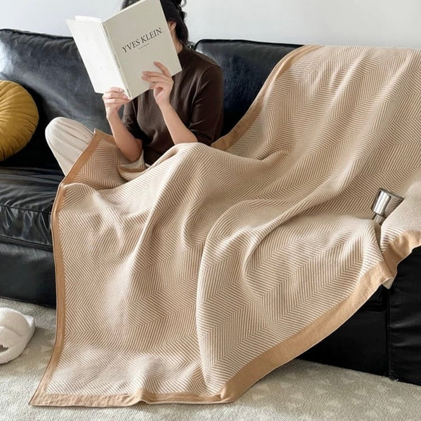 Herringbone pattern Simple knit blanket 130 x 170 lap blanket