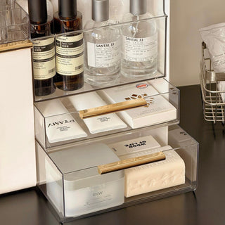 Extra Large Capacity Monotone Metallic Cosmetic Storage Box  All-in-One