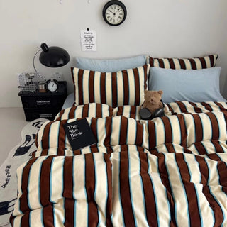 Blue Mix Wide Stripe Winter Duvet Cover Set