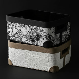 Leather Jacquard Storage Box  Basket Accessory Case