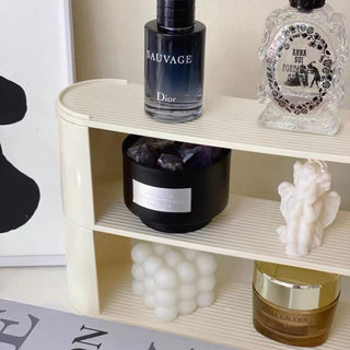 Three-tier perfume and cosmetic multi-display storage rack