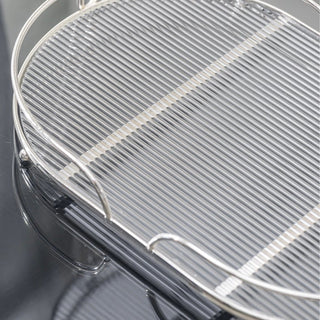 Clear Silver Stripe Pattern Oval Storage Rack