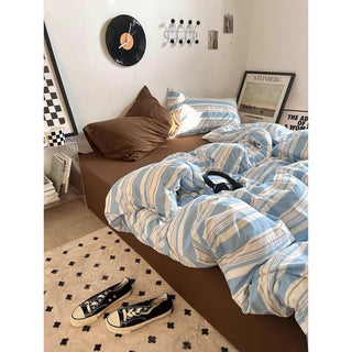 Multi-stripe cotton duvet cover setin  and 2 sizes.