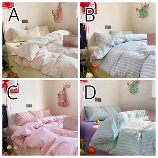 Colorful Stripe Cotton Duvet Cover Set