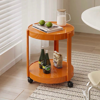Two-tiered round side table with castersin .