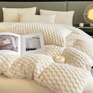 3D Pattern Soft Flannel Duvet Cover Set  Bed Cover Bedding Cover
