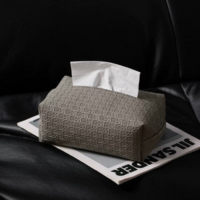 Kagome weave style faux leather tissue case simple design