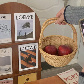 Rattan Picnic Basket with Handles Storage Basket