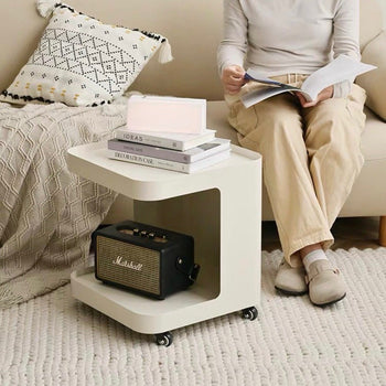 Caster-equipped U-shaped storage side tablein  wagon