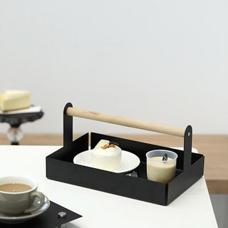 Wood Accessory Tray with Handle