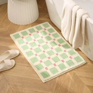 Colorful Grid Absorbent Bath Mat  50 x 80 cm Door Mat Entrance Mat Non-Slip