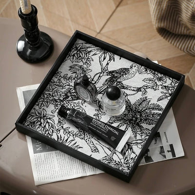 Monochrome Jacquard Square Tray  Storage Accessory Tray