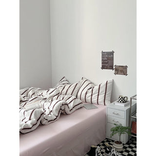 Pink Wide Stripe Duvet Cover Set