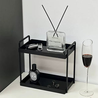 Black Frame Two-Tier Storage Display Rack