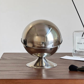 Stainless steel spherical tabletop bin with lid small item container dustbin trash can
