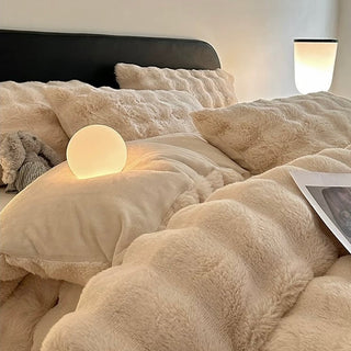 Light Beige Fluffy and Soft Duvet Cover Set 2 Sizes  Bed Cover Bedding Cover