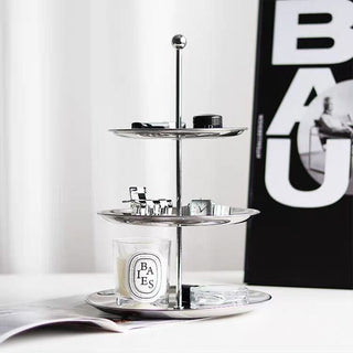 Stainless steel three-tier accessory tray display