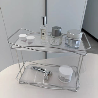 Stainless Steel Cross Frame Two-Tier Storage Rack   Cosmetic Storage