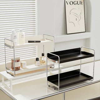 Iron Silver Frame Two-Tier Cosmetic Storage Rack