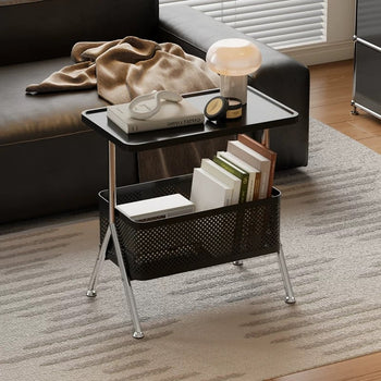 Stainless steel frame basket storage side table