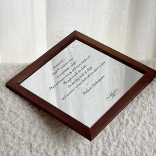 Wood Frame Square Lettering Mirror  Mirror Tray Art