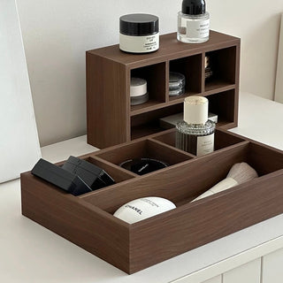 Thin Wood Divider Shallow Storage Box Cosmetics Small Item Tray