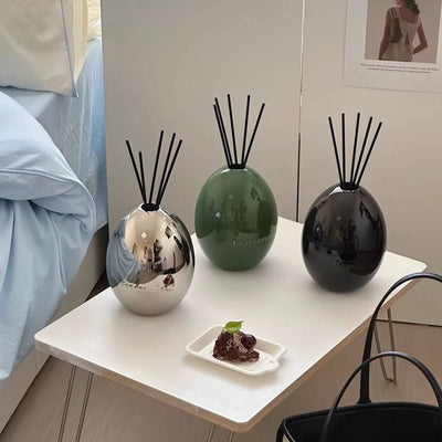 Egg motif ceramic diffuser container refillable bottle