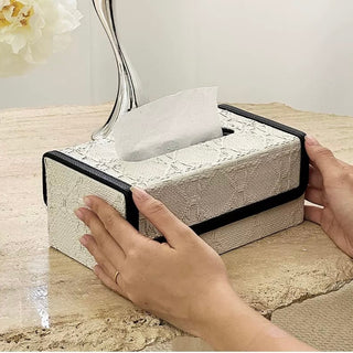 Faux Leather Piping Modern Tissue Case