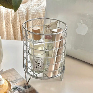Wire storage basket with legs silver basket small item holder
