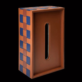 Box-shaped braided faux leather tissue case