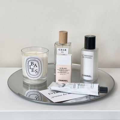 Silver Color Mirror Accessory Tray Plate