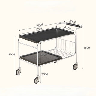 Stainless steel two-tier side table with casters storage rackin  wagon