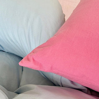 Pink Mix Color Solid Cotton Duvet Cover Set  Bed Cover All Season