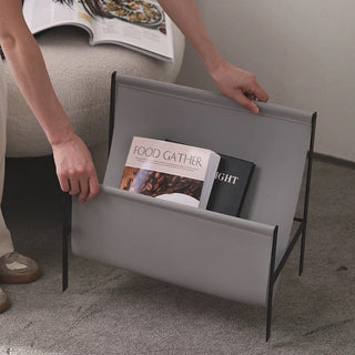 PU Leather Black Frame Magazine Rack  Storage