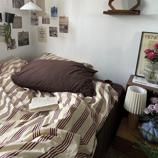Brown Stripe Duvet Cover Set  Bed Cover