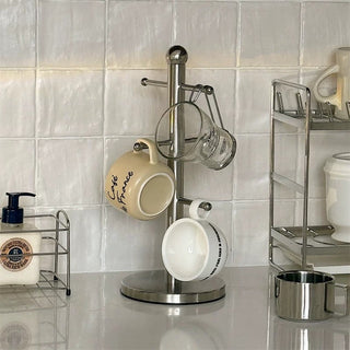 Stainless Steel Silver Cup Stand Rack Storage Mug Tree
