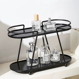Silver Frame Oval Two-Tier Display Rack  Storage