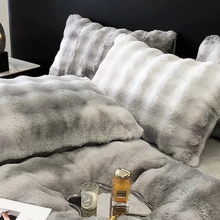 Gradient Fluffy Soft Duvet Cover Set  Bed Cover Bedding Cover