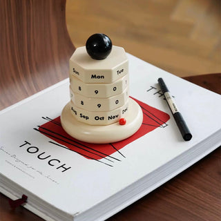 Wood Monotone Rotating Perpetual Calendar Desktop Wooden Desk Calendar
