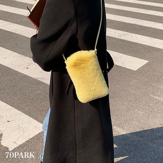 Color Faux Fur Smartphone Shoulder Bag