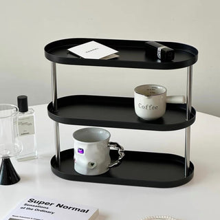 Monotone Oval Tray Three-Tier Storage Rack