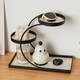 Black Frame Curved Storage Three-Tier Tray Rack