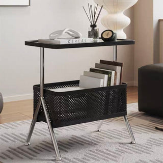 Stainless steel frame basket storage side table