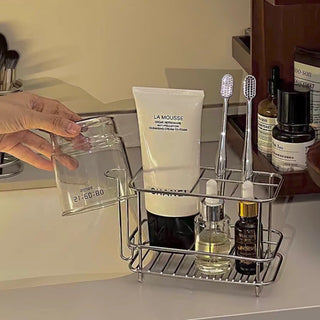 Stainless Steel Silver Multi-Stand Storage with Cup Holder