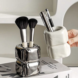 Cube Ceramic Brush Stand  Pen Holder