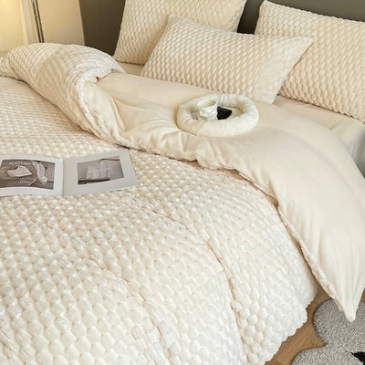 3D Pattern Soft Flannel Duvet Cover Set  Bed Cover Bedding Cover