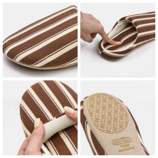 Retro Stripe Soft Room Shoes   Indoor Slippers  Unisex